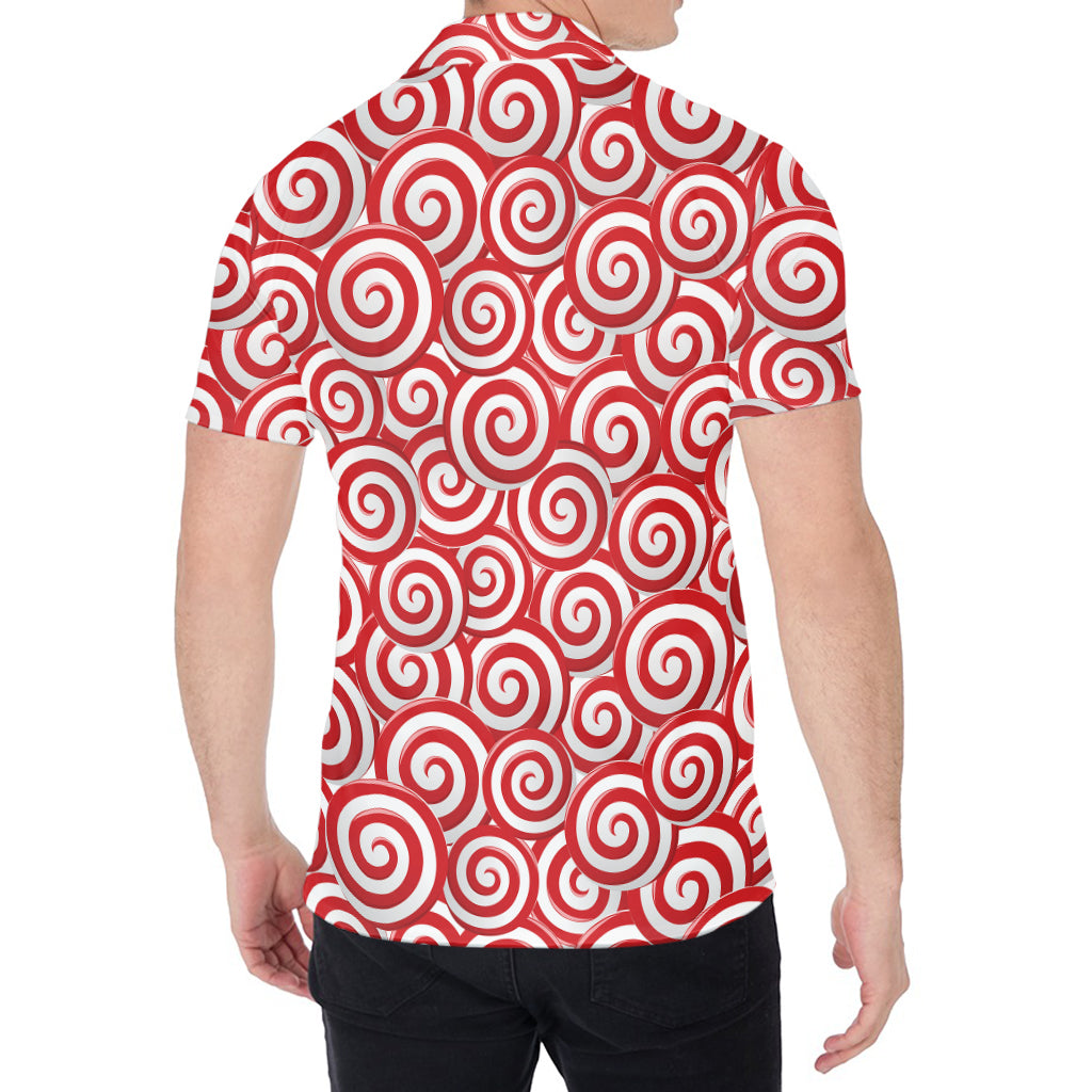 Red Lollipop Candy Pattern Print Men's Shirt
