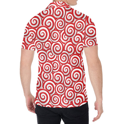 Red Lollipop Candy Pattern Print Men's Shirt