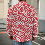 Red Lollipop Candy Pattern Print Men's Shirt Jacket