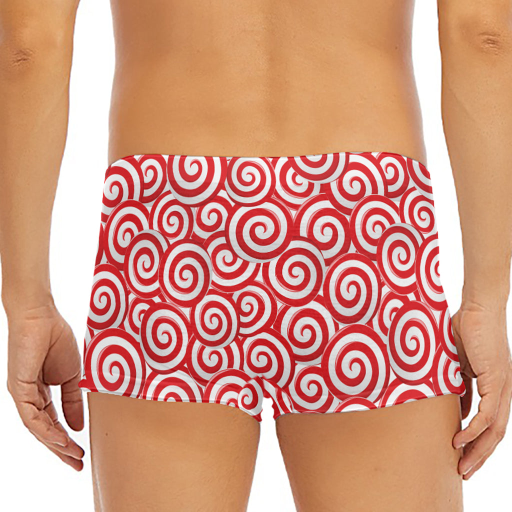 Red Lollipop Candy Pattern Print Men's Short Boxer Briefs