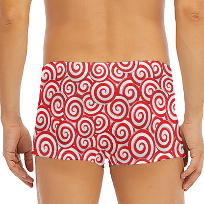Red Lollipop Candy Pattern Print Men's Short Boxer Briefs