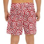 Red Lollipop Candy Pattern Print Men's Split Running Shorts