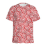 Red Lollipop Candy Pattern Print Men's Sports T-Shirt