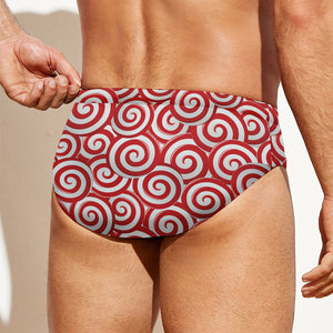 Red Lollipop Candy Pattern Print Men's Swim Briefs