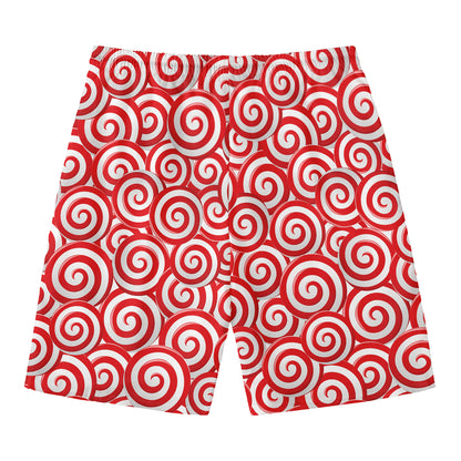 Red Lollipop Candy Pattern Print Men's Swim Trunks