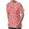 Red Lollipop Candy Pattern Print Men's Velvet T-Shirt