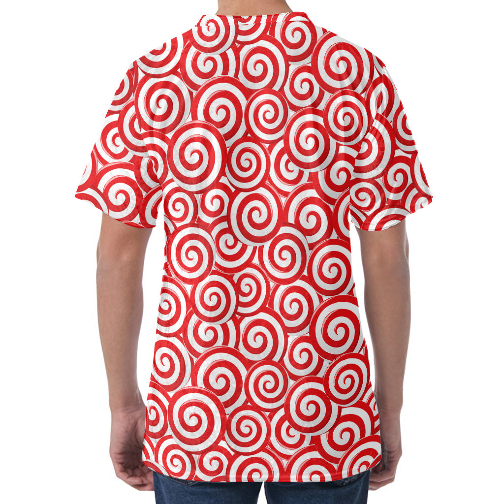 Red Lollipop Candy Pattern Print Men's Velvet T-Shirt