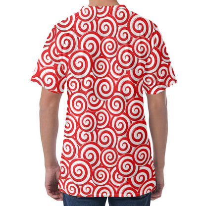 Red Lollipop Candy Pattern Print Men's Velvet T-Shirt