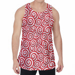 Red Lollipop Candy Pattern Print Men's Velvet Tank Top
