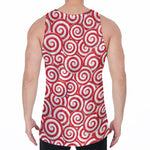 Red Lollipop Candy Pattern Print Men's Velvet Tank Top