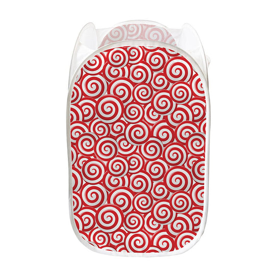 Red Lollipop Candy Pattern Print Mesh Laundry Hamper