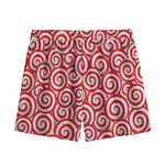 Red Lollipop Candy Pattern Print Mesh Shorts