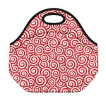 Red Lollipop Candy Pattern Print Neoprene Lunch Bag