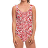 Red Lollipop Candy Pattern Print One Piece Swimsuit