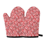Red Lollipop Candy Pattern Print Oven Mitts
