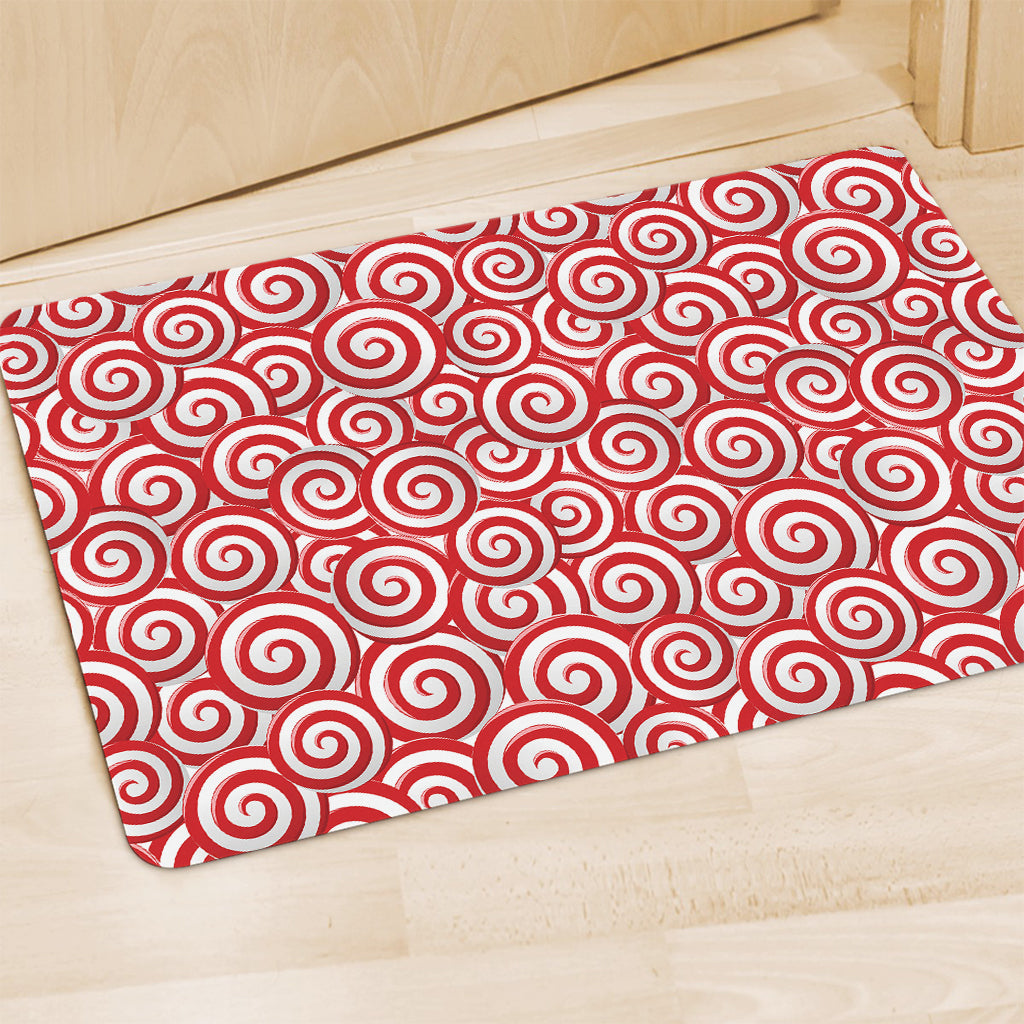 Red Lollipop Candy Pattern Print Polyester Doormat