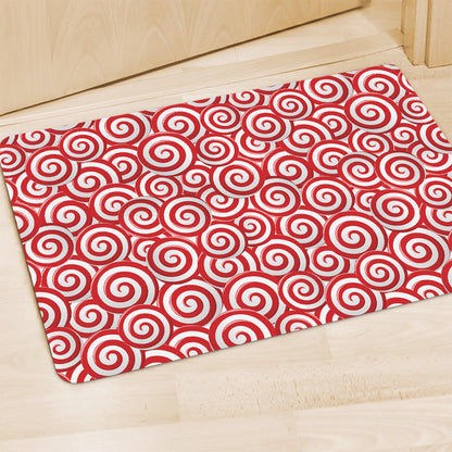 Red Lollipop Candy Pattern Print Polyester Doormat