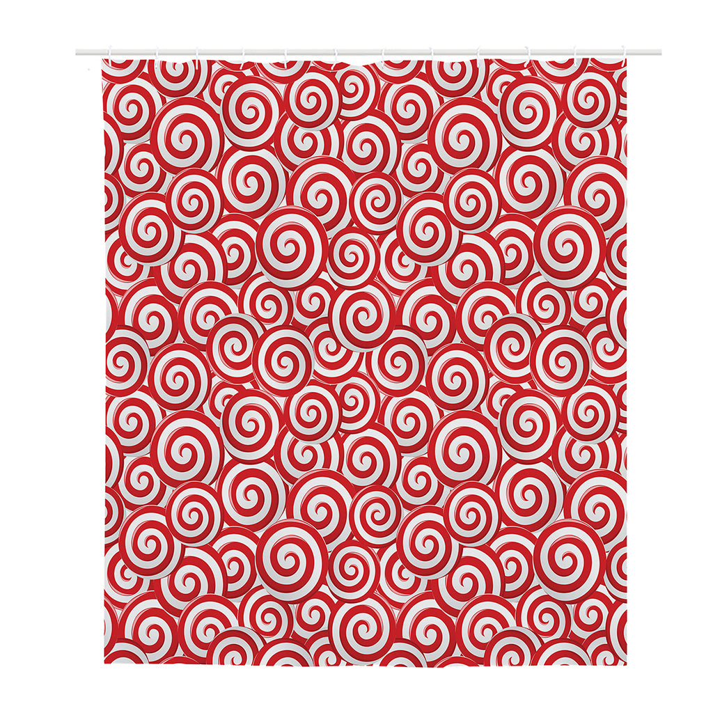 Red Lollipop Candy Pattern Print Polyester Shower Curtain
