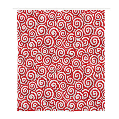 Red Lollipop Candy Pattern Print Polyester Shower Curtain