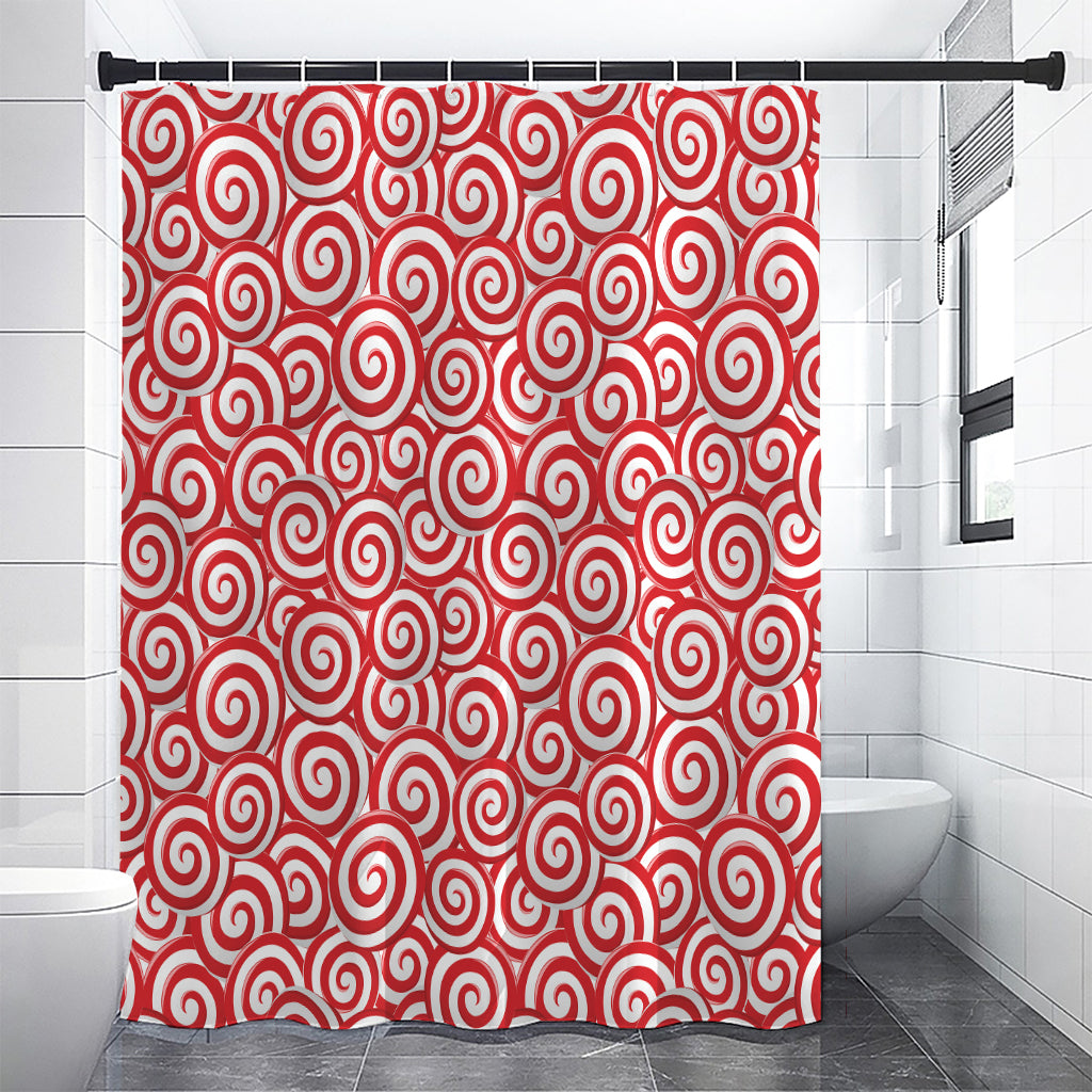 Red Lollipop Candy Pattern Print Premium Shower Curtain