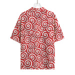Red Lollipop Candy Pattern Print Rayon Hawaiian Shirt