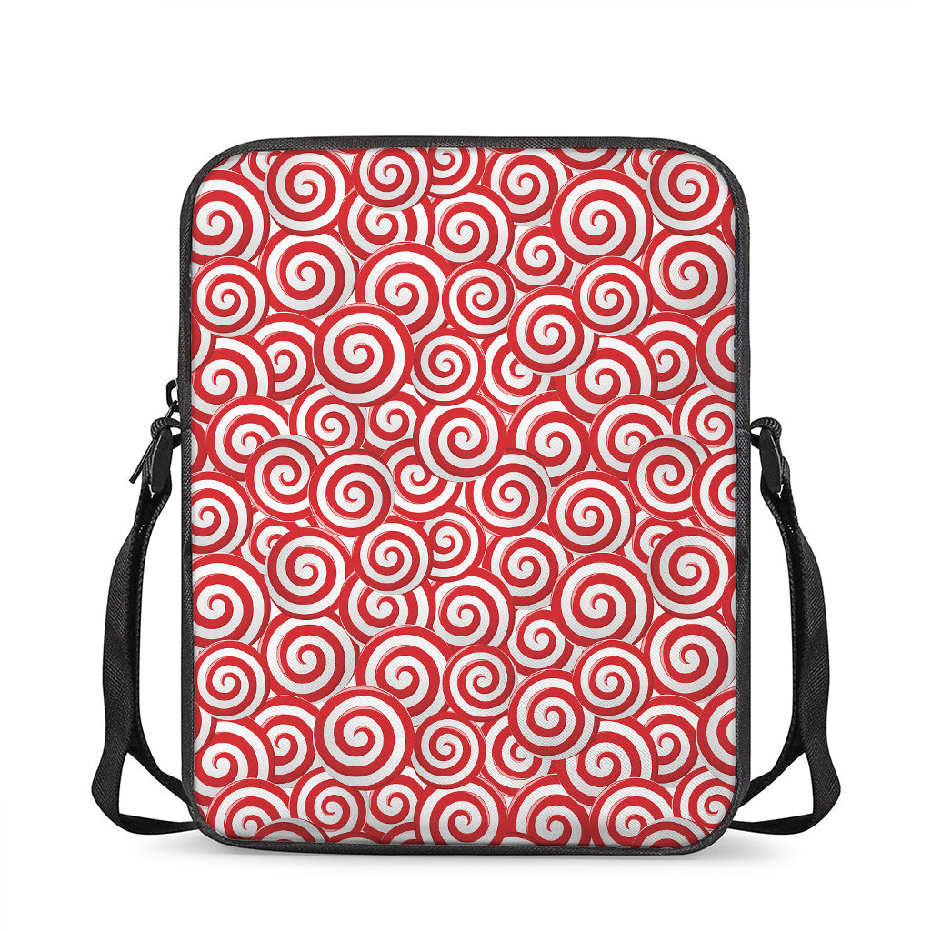Red Lollipop Candy Pattern Print Rectangular Crossbody Bag