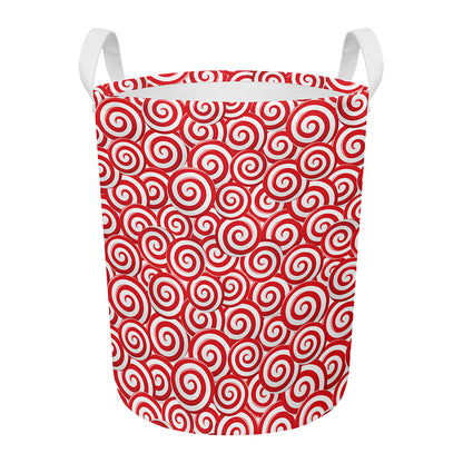 Red Lollipop Candy Pattern Print Round Laundry Basket