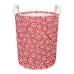 Red Lollipop Candy Pattern Print Round Laundry Basket