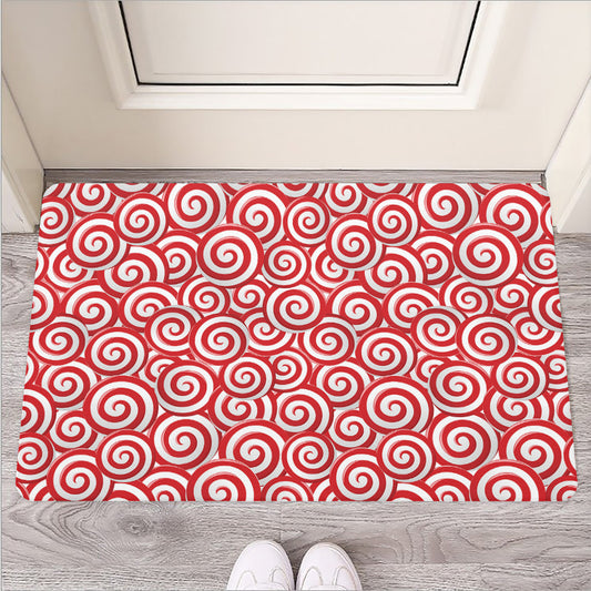Red Lollipop Candy Pattern Print Rubber Doormat