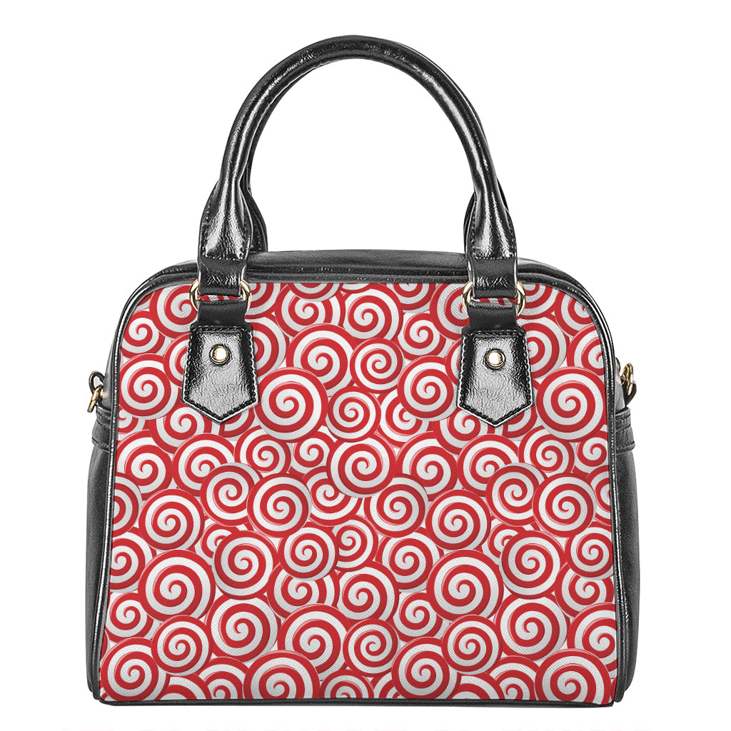 Red Lollipop Candy Pattern Print Shoulder Handbag