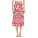 Red Lollipop Candy Pattern Print Side Slit Midi Skirt