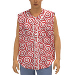Red Lollipop Candy Pattern Print Sleeveless Baseball Jersey