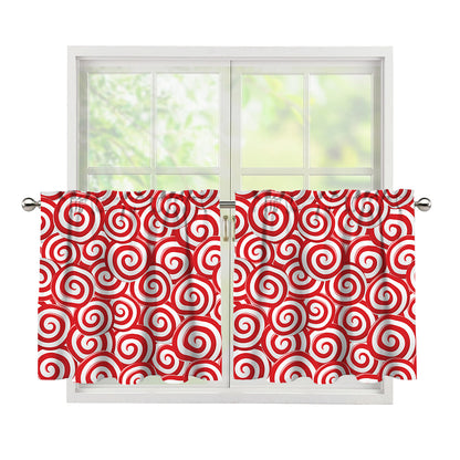 Red Lollipop Candy Pattern Print Tier Curtains