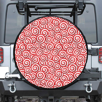 Red Lollipop Candy Pattern Print Tire Cover