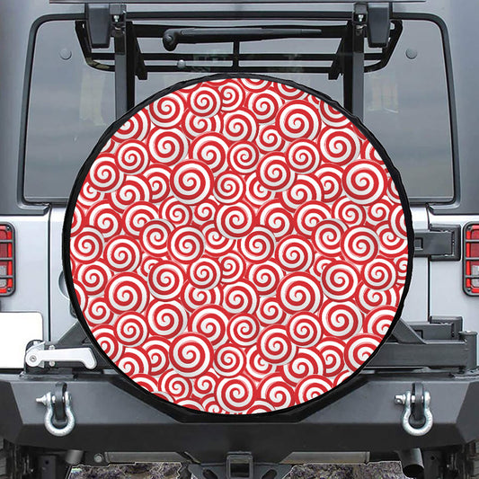 Red Lollipop Candy Pattern Print Tire Cover