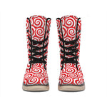 Red Lollipop Candy Pattern Print Winter Boots