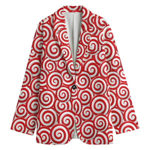 Red Lollipop Candy Pattern Print Women's Blazer