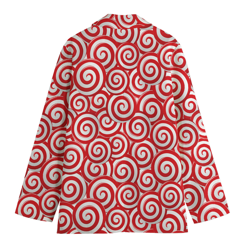 Red Lollipop Candy Pattern Print Women's Blazer