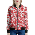 Red Lollipop Candy Pattern Print Women's Bomber Jacket