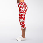 Red Lollipop Candy Pattern Print Women's Capri Leggings