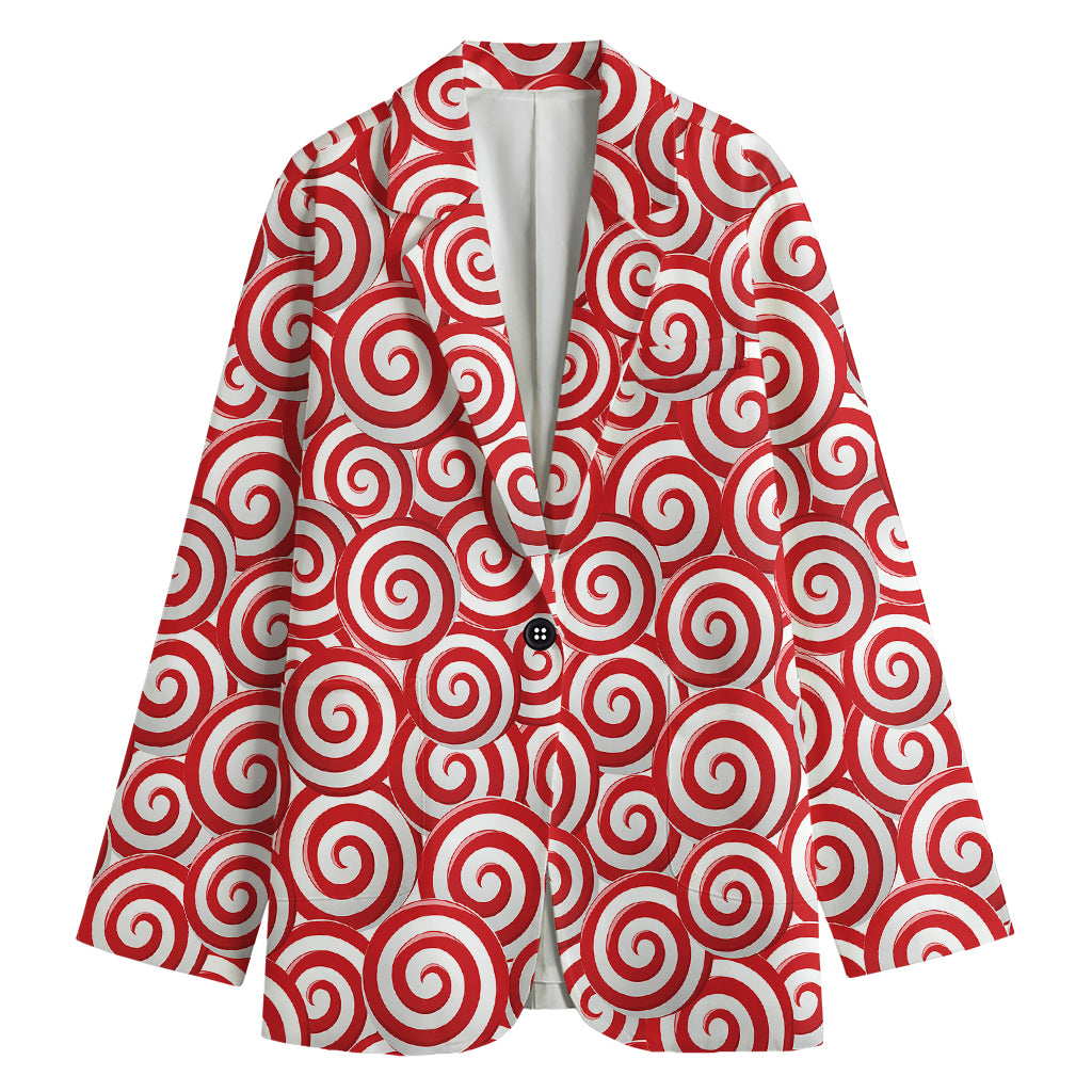 Red Lollipop Candy Pattern Print Women's Cotton Blazer