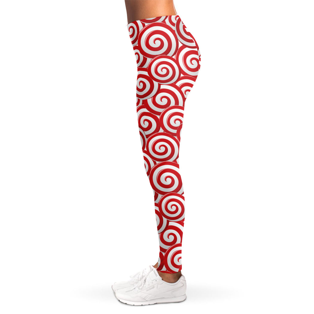 Red Lollipop Candy Pattern Print Women's Leggings