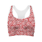 Red Lollipop Candy Pattern Print Women's Sports Bra