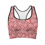 Red Lollipop Candy Pattern Print Women's Sports Bra