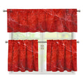 Red Marble Print 3 Piece Kitchen Curtains
