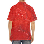 Red Marble Print Aloha Shirt