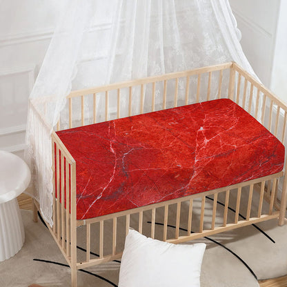 Red Marble Print Baby Crib Sheet
