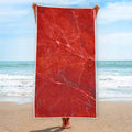 Red Marble Print Beach Towel