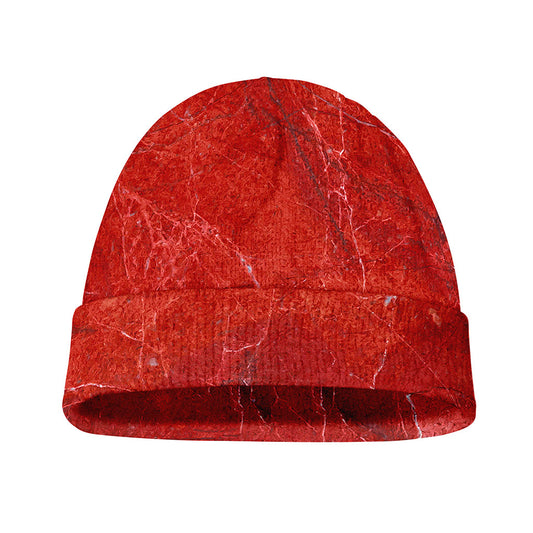 Red Marble Print Beanie