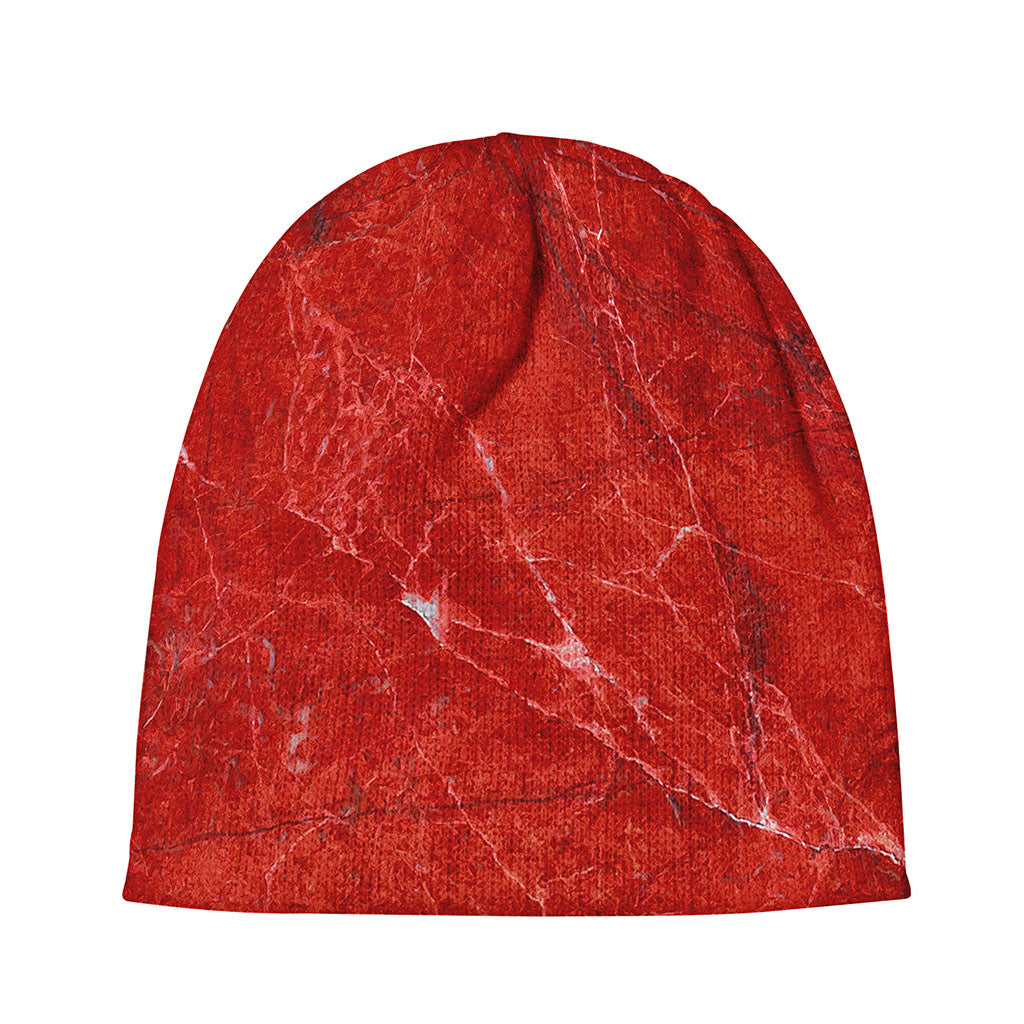 Red Marble Print Beanie